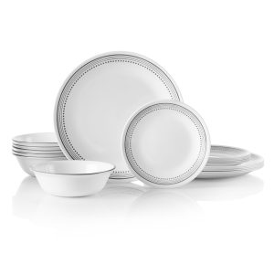 Mystic Gray 18-piece Mugless Dinnerware Set. Service for 6