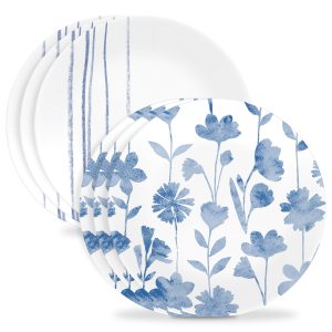 Corelle® Botanical Stripes 8.5 Salad Plates. 6 Pack