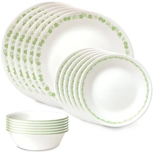 Corelle® Spring Blossom Green 18-piece Dinnerware Set. Service for 6
